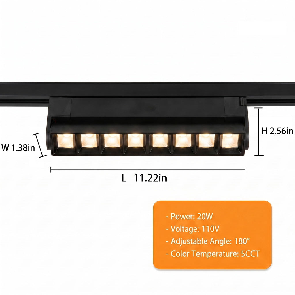5 Color Linear H Track Lighting Heads Dimmable, Black 20W 1 Pack
