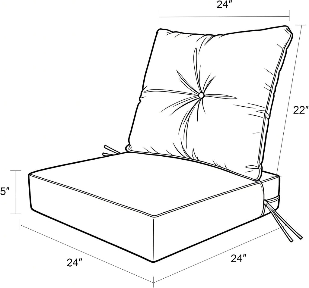 Deep Seat Patio Cushion Set Back & Pillows 24x24x5in,Sky Blue | 24"x24"x5", complete cushion set includes seat, back