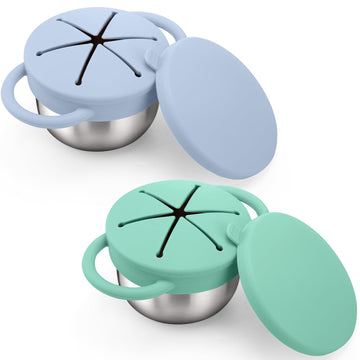 2 Pack 9 oz Spill Proof Stainless Steel Toddler Snack Cups