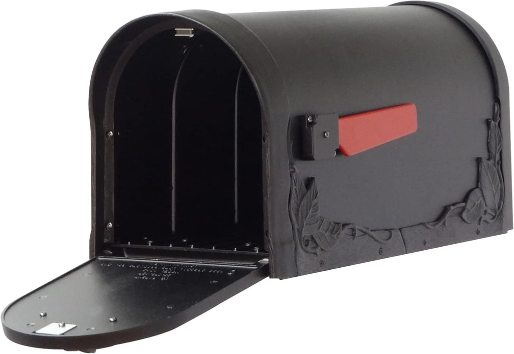 Floral Curbside Mailbox - Black Cast Aluminum Mailbox for Post Mount