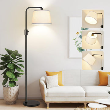 Upgraded】 Dimmable Floor Lamp, 1000 Lumens LED Bulb Included, Arc Floor Lamps Modern Standing Lamp with Linen Shade