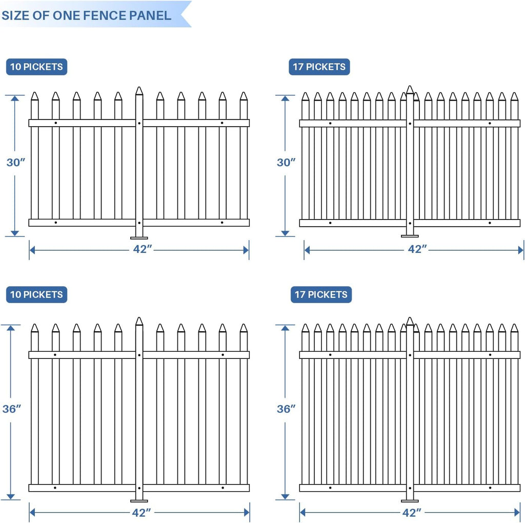 4 Sets 36" H x 84" W Vinyl White Picket Fence Panels Decorative Fencing for Front Porch Yard Garden Pool (34 Pickets