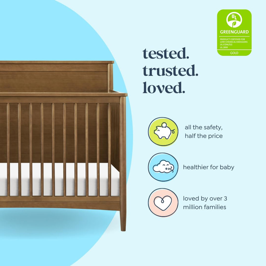 Frem 4-in-1 Convertible Crib in Walnut, GREENGUARD Gold Certified | Converts to Toddler Bed & Daybed & Full-Size Bed