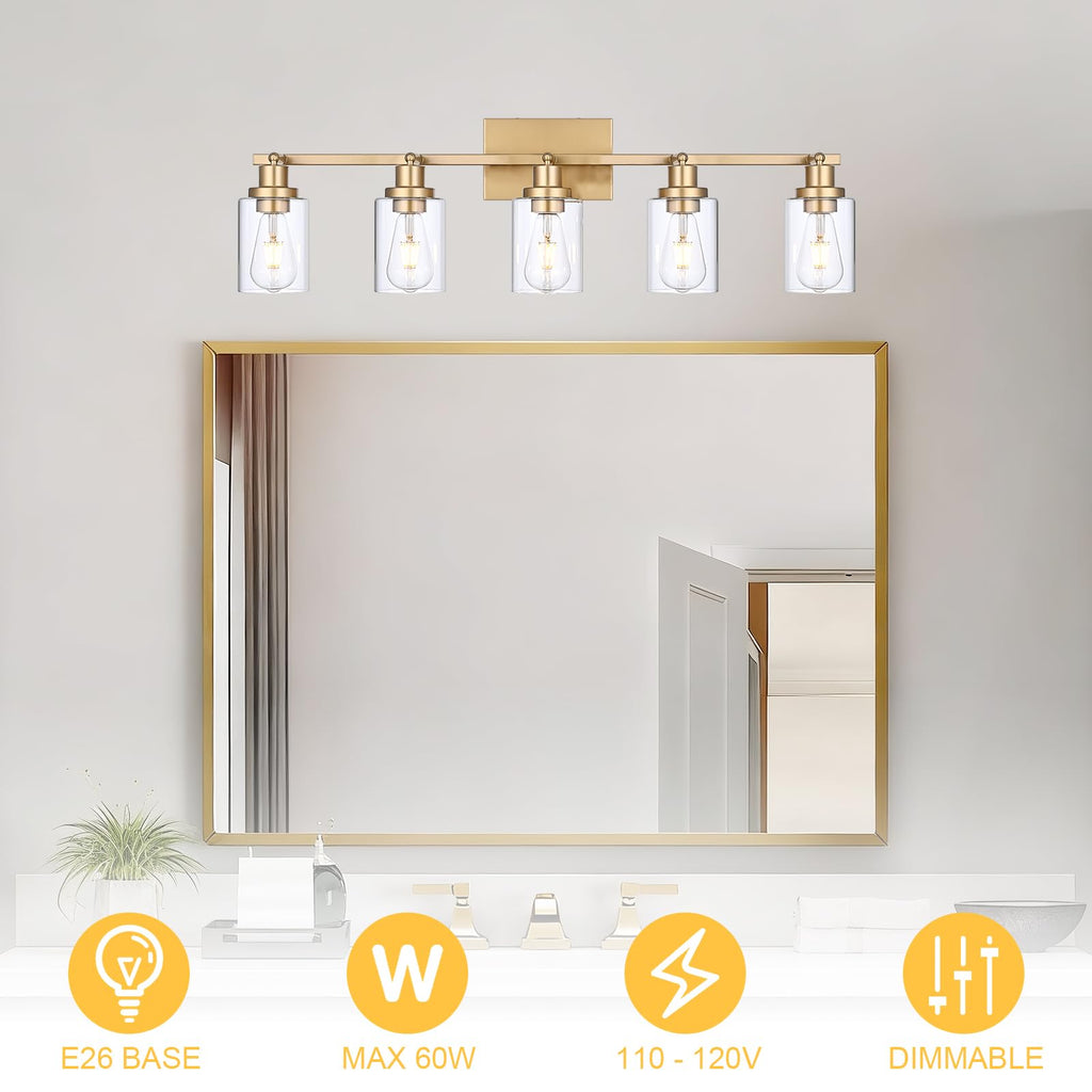 Multi-Directional Rotating Kitchen Tracking Lights Gold, Modern Track Lighting Fixture with Clear Glass