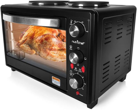 Updated Premium Version Multifunction Grill Oven, Dual Hot Plate, Toaster Oven w/Rotisserie, Grill/G