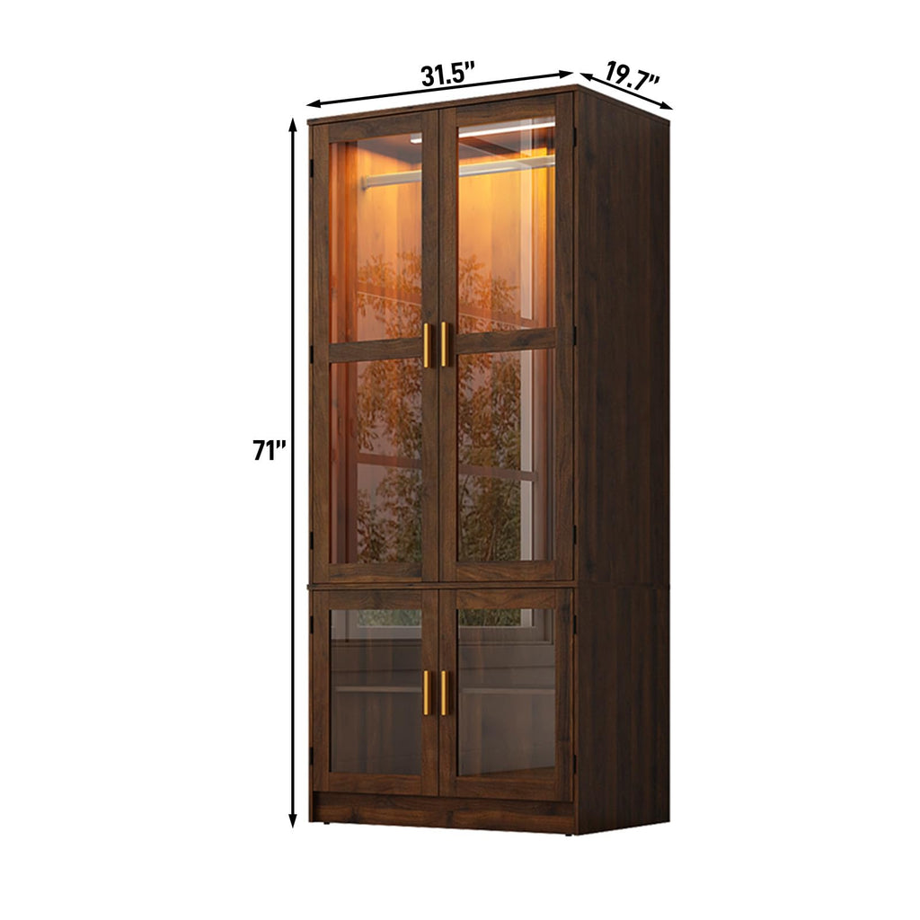 6 Doors Armoire Wardrobe Closet with Sensor LED Light
