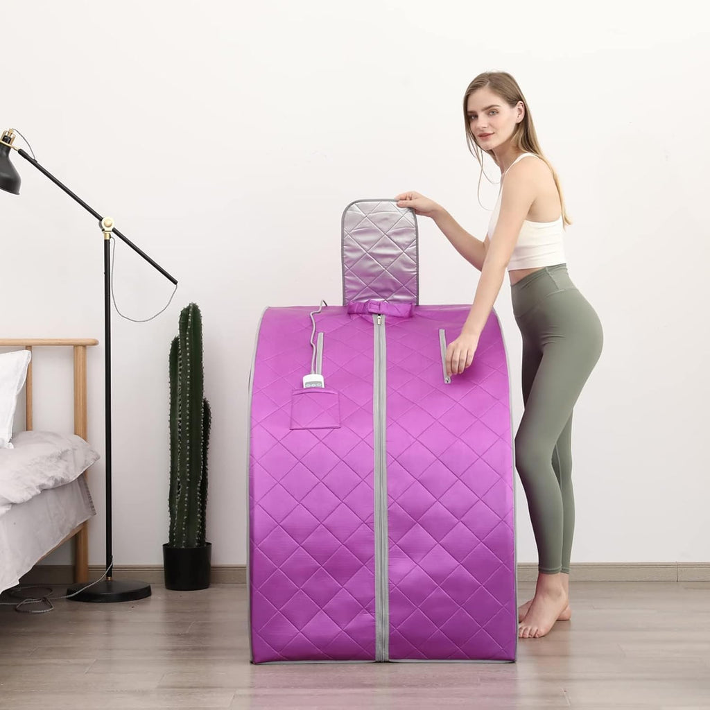Smartmak Far Infrared Sauna, One Person at Home Portable Full Body SPA Tent with Heating Foot Pad and Portable Chair