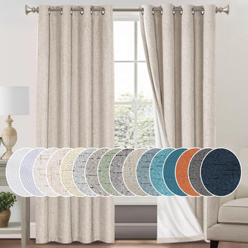 Natural Linen Curtains 100% Blackout Linen Curtains for Bedroom Full Blackout Curtains 84 Inches Long Living Room