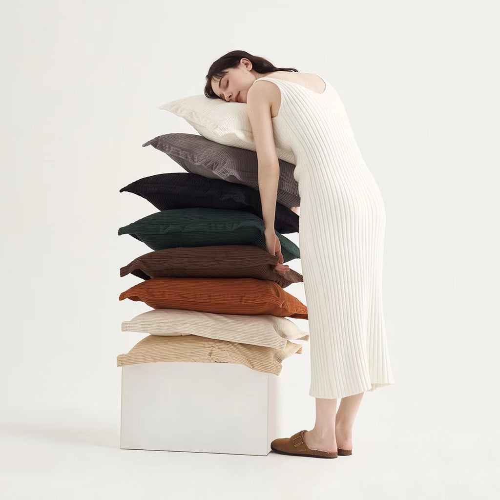 Set of 3 Soft Striped Corduroy Throw Pillow Covers 18x18inch