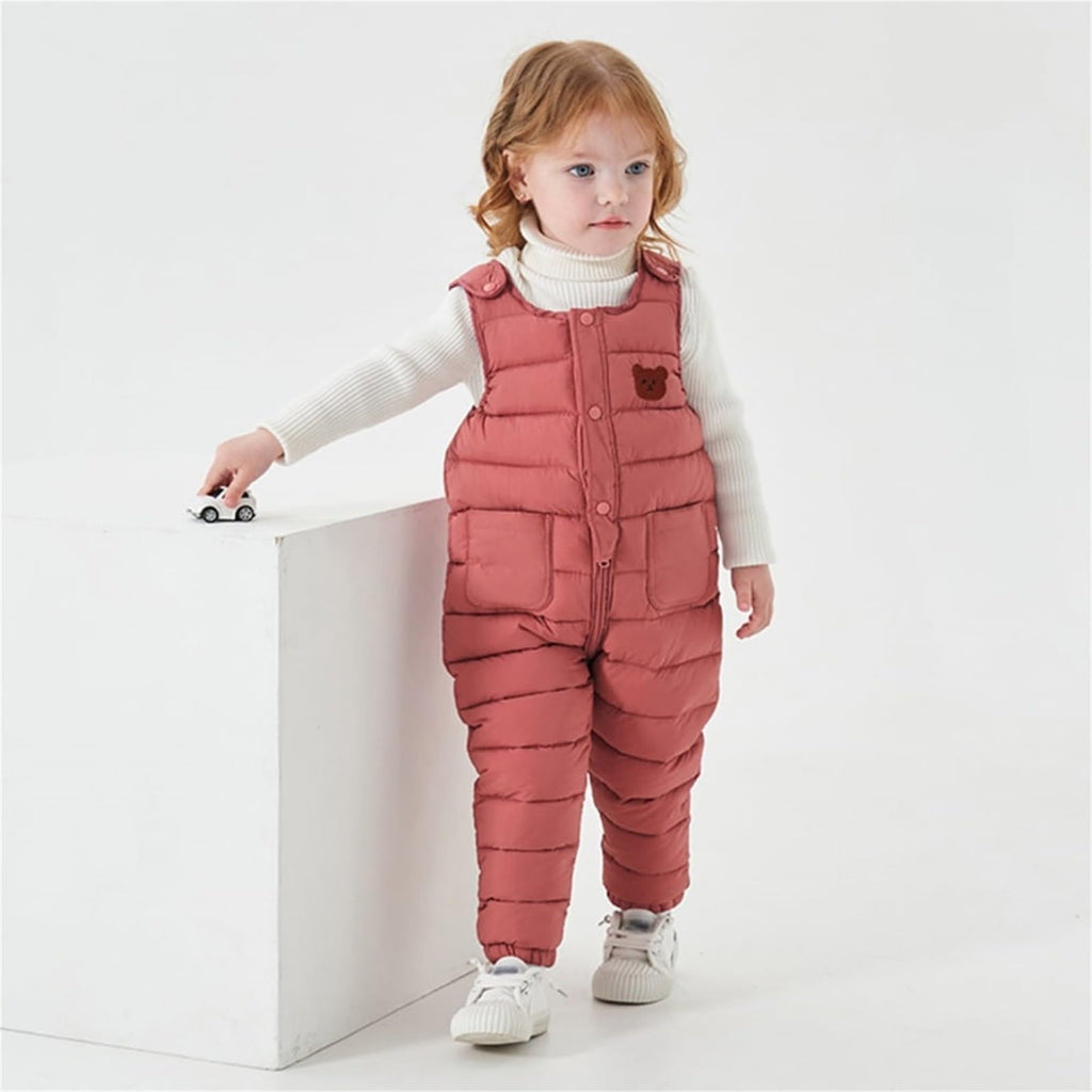 Boys Girls Snow Pants Kids Snowsuit Puffer Winter Warm Snowsuit Zip Up Quilted Down Overalls Windproof Ski Outfits