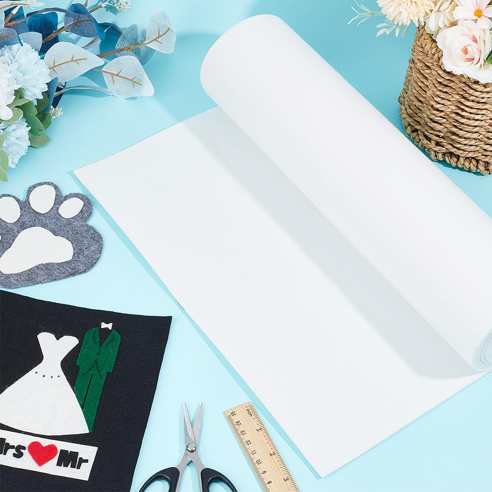 118.1x15.7inch Felt Fabric Roll, Floral White, 2mm Thick