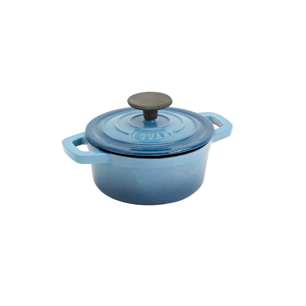 & Clark 1-Quart Enameled Cast Iron Dutch Oven Pot with Lid, Blue
