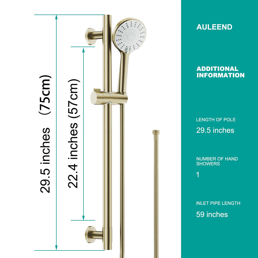 Shower Slide Bar Handheld Shower Head with Hose, 5-Function Hand Shower with Wall Mount, shower slide bar, adjustable