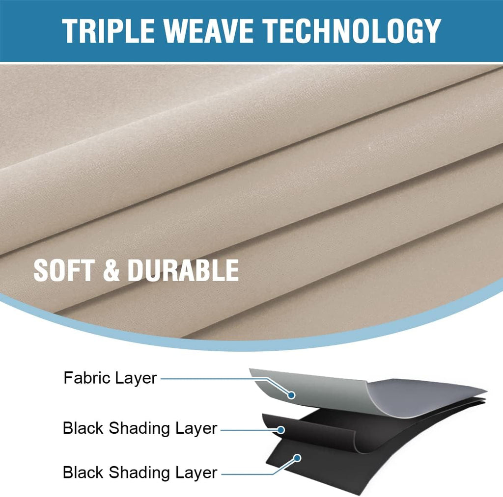 100% Blackout Curtains for Bedroom with Black Liner Full Room Darkening Curtains 96 Inch Long Thermal Insulated Back