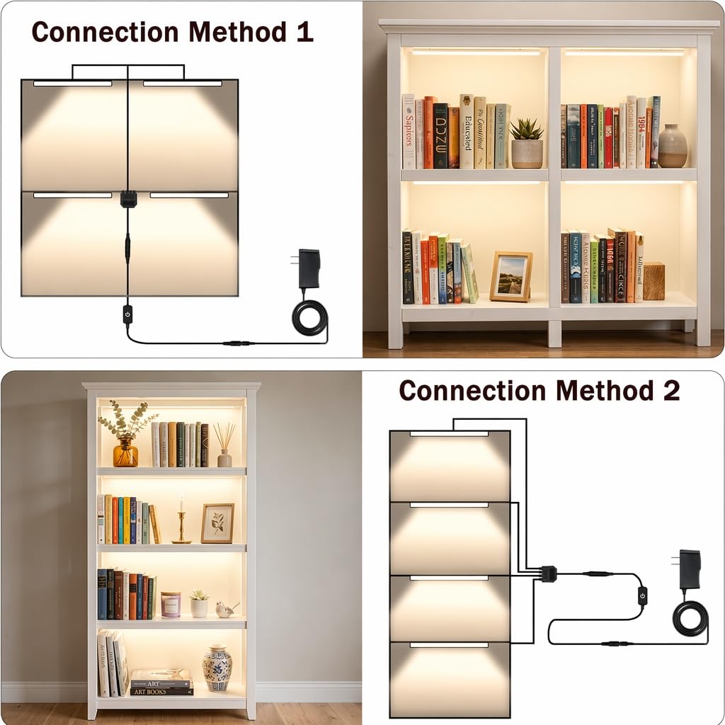 Display Case Lights, 4-Pack 12" Under Cabinet LED Bars 4500K