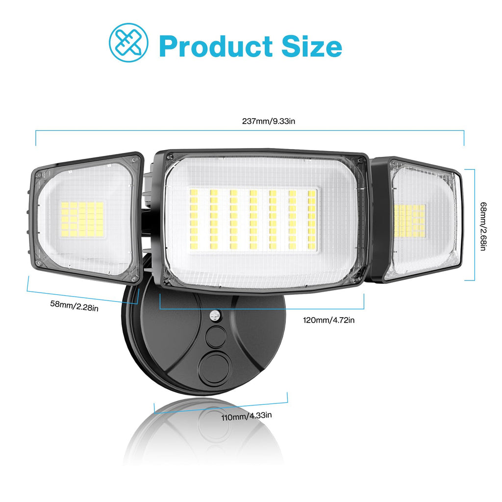80W Flood Lights Outdoor 2 Pack, Switch Controlled LED Security Lights, 6500K Outside Floodlight, IP65