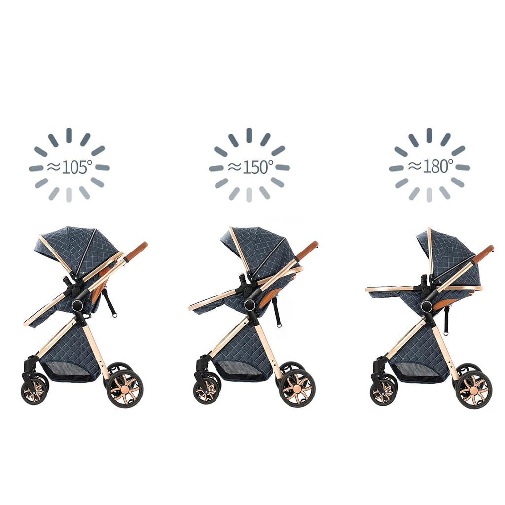 2 in 1 Baby Bassinet Stroller, Convertible Foldable Standard Stroller, Reversible Pushchair Infant Buggy Carriage