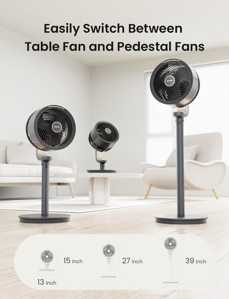 Pedestal Fan , 16-Speed DC Motor Standing Fan with Remote, 90°+90° Omni-Directional Oscillating, 1000CFM Airflow