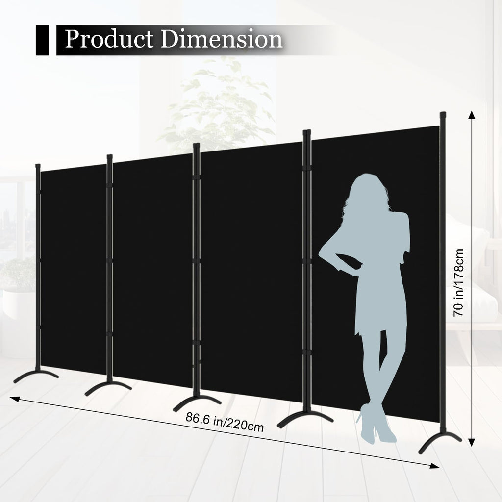 Room Divider, 6FT Tall Folding Partition Room Dividers 4 Panel, Portable and Freestanding Room Divider Screen Wall