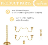 Candelabra Gold Candle Stand: 21'' Tall 5-Branch Candlestick Holderoliday Event Reception Decoration, Set of 2