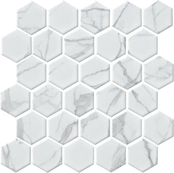 2"x2" Porcelain Hexagon Mosaic Wall and Floor Tile (20 Sq. Ft. Per Carton) (Stattuario)