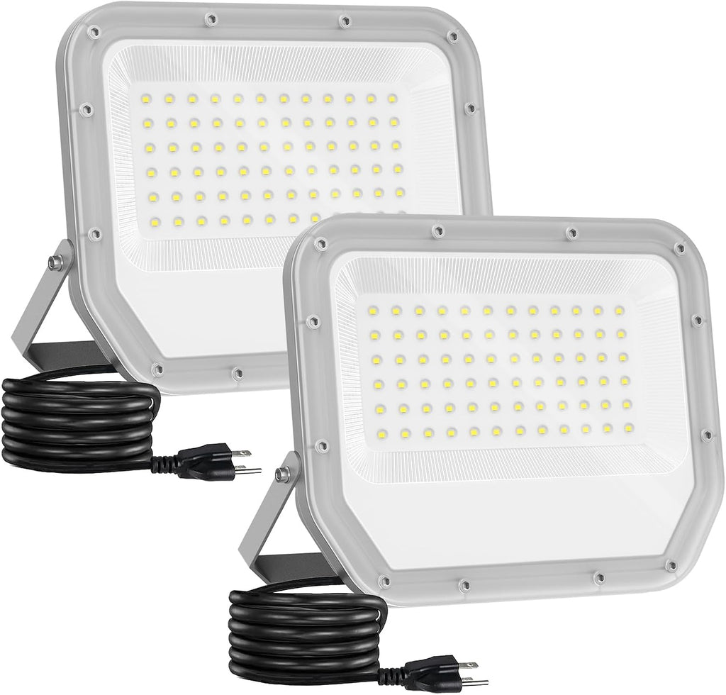 2 Pack Super Bright 6500k 10000lm LED Flood Lights Outdoor,100w Led Outside Lights for Yard Outdoor Waterproof Work