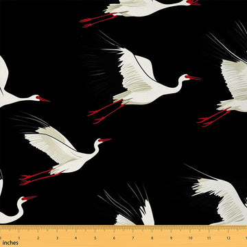 Crane Fabric by The Yard Watercolor Flying Wild Animal No Stretch Fabric for Handmade Supplies Japanese Outdoor