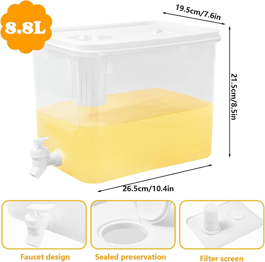 Lemonade Stand Supplies Kits 8.8L Plastic Drink Dispenser with Spigot 50 Sets 12 Oz Disposable Cups with Lids - Set of 152