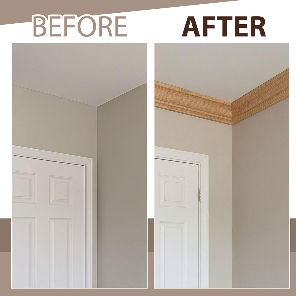 2 Pack Solid Red Oak Hardwood Crown Molding Trim 47" x 3/4" x 2-5/8" Real Wood Colonial Ceiling Molding, Unfinished &