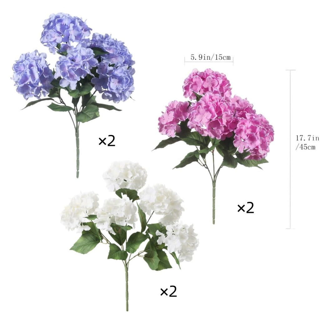Artificial Flower for Outdoor, 6 Pcs Fake Bush Plant UV Resistant for Outdoors Front Porch Indoor Home Garden Decor