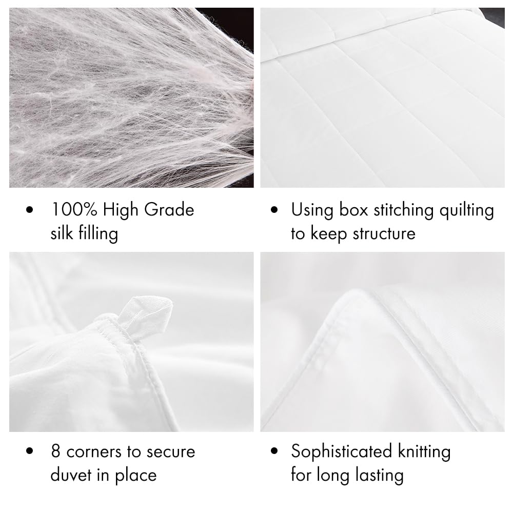 Silk Comforter/Duvet/Quilt, 100% Natural Long Strand Silk, Cool for Fall/Autumn, Machine Washable (Cal.King)