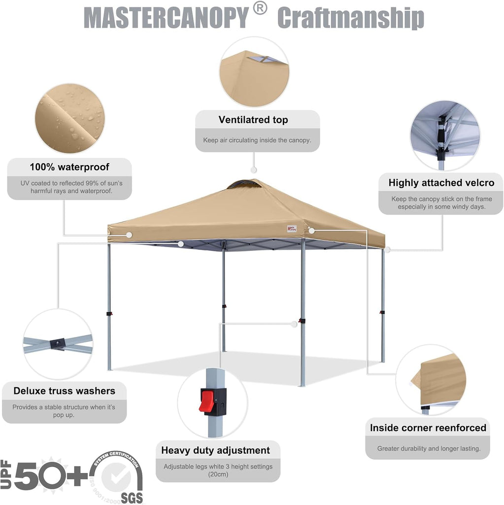 8x8 Pop Up Canopy Tent, 1 Person Setup Instant Shelter,Outdoor Portable Beach Canopy with Roller Bag, 4 Sandbags