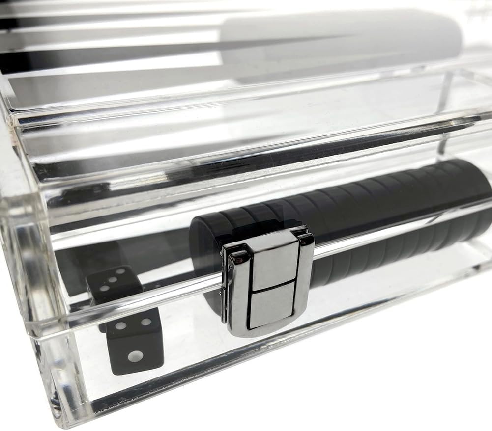 Modern Acrylic Backgammon Set - Clear Lucite Board Game - Premium Dice Cups & Accessories - Luxury Portable