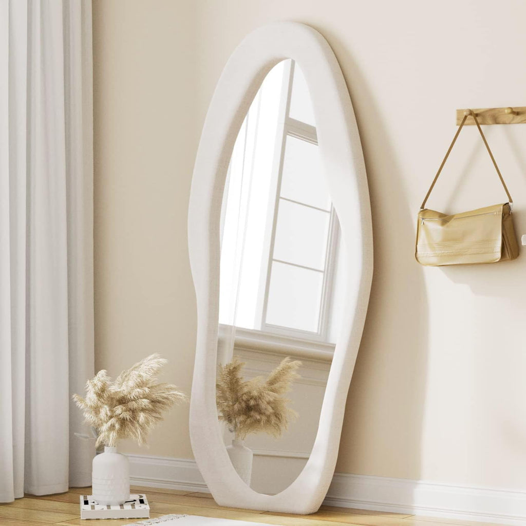 Full Length Mirror, 63"x 24" Irregular Floor Body Mirror (White)