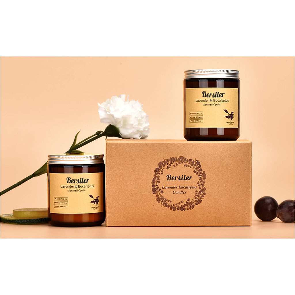 Lavender Eucalyptus Scented Candles, Soy Wax Candles, 2 Pack