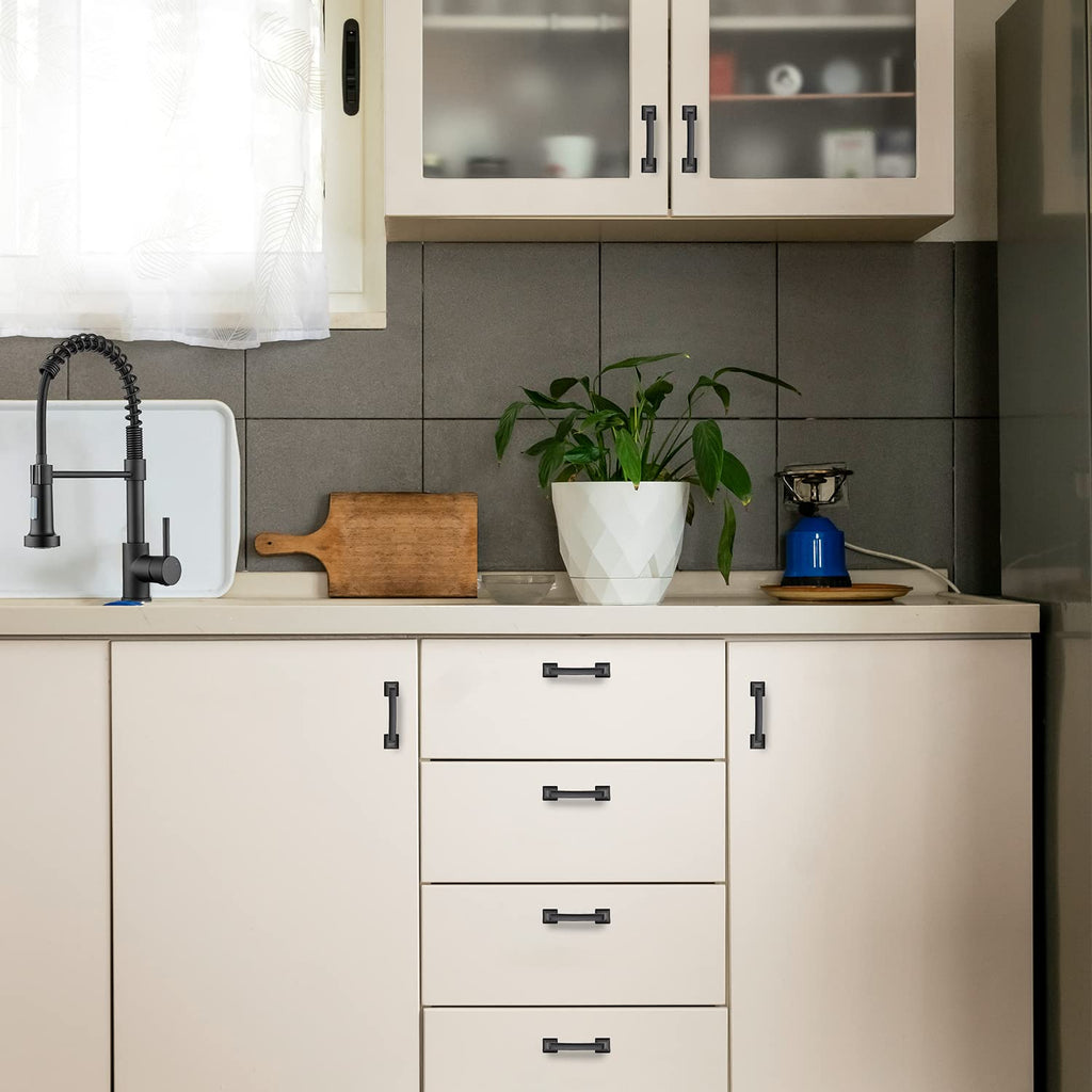 Matte Black Square Foot Arch Cabinet Pulls 3 Inch 30 Pack