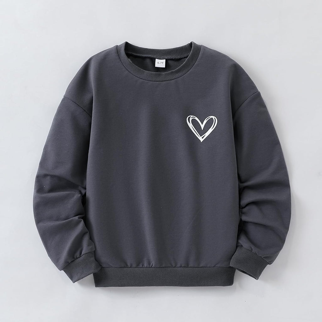 Clothes Tracksuit Set Sweatshirt & Wide Leg Pants with Heart Print Casual Outfit