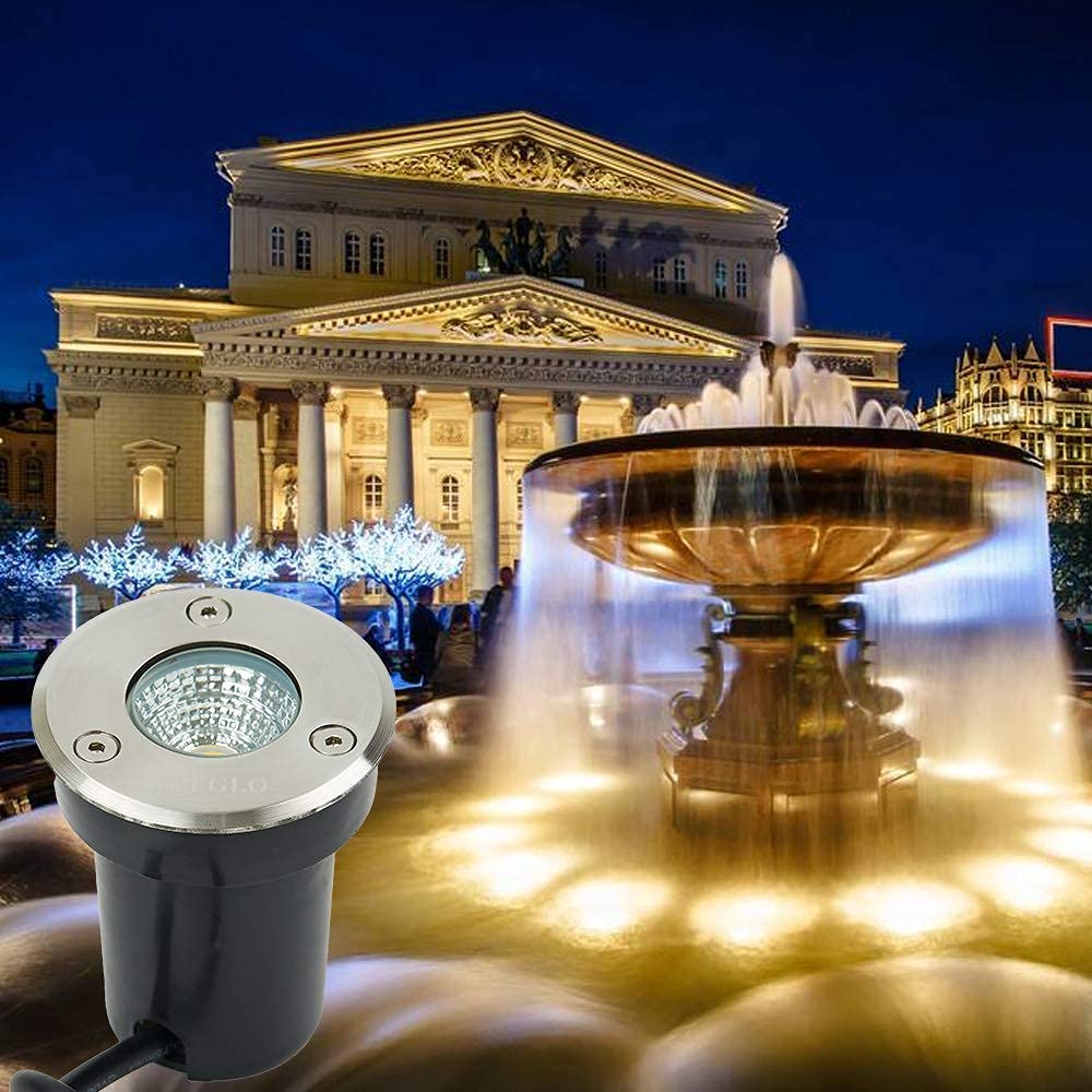 Low Voltage Landscape Lighting,LED Well Light Outdoor 12-24V AC/DC In-Ground Lights IP67 Waterproof Warm White Paver