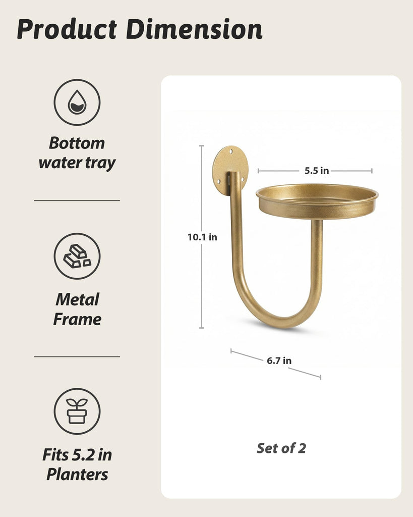 Wall Plant Holder for Hanging Planters, Gold, 3pcs