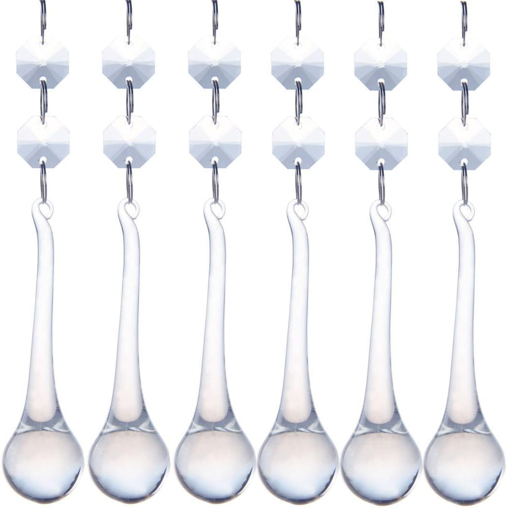 10 Pcs 5.3 Inch Crystal Raindrop Octagon Beads Chandelier Lamp Pendants - Crystal Raindrop Pendants with Octagon