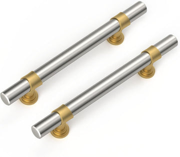 10 Pack 5 Inch Brushed Nickel and Gold Cabinet Pulls Silver Cabinet Handles Brushed Nickel Handles for Cabinets Modern