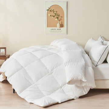 Feather Down Comforter Queen, Luxury Extra-Fluffy Duvet Insert