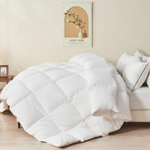 Feather Down Comforter Queen, Luxury Extra-Fluffy Duvet Insert