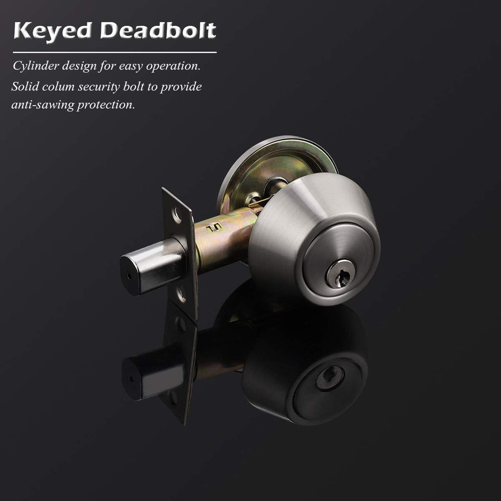 6 Keyed Alike Single Cylinder Deadbolts Keyed on One Side, Satin Nickel