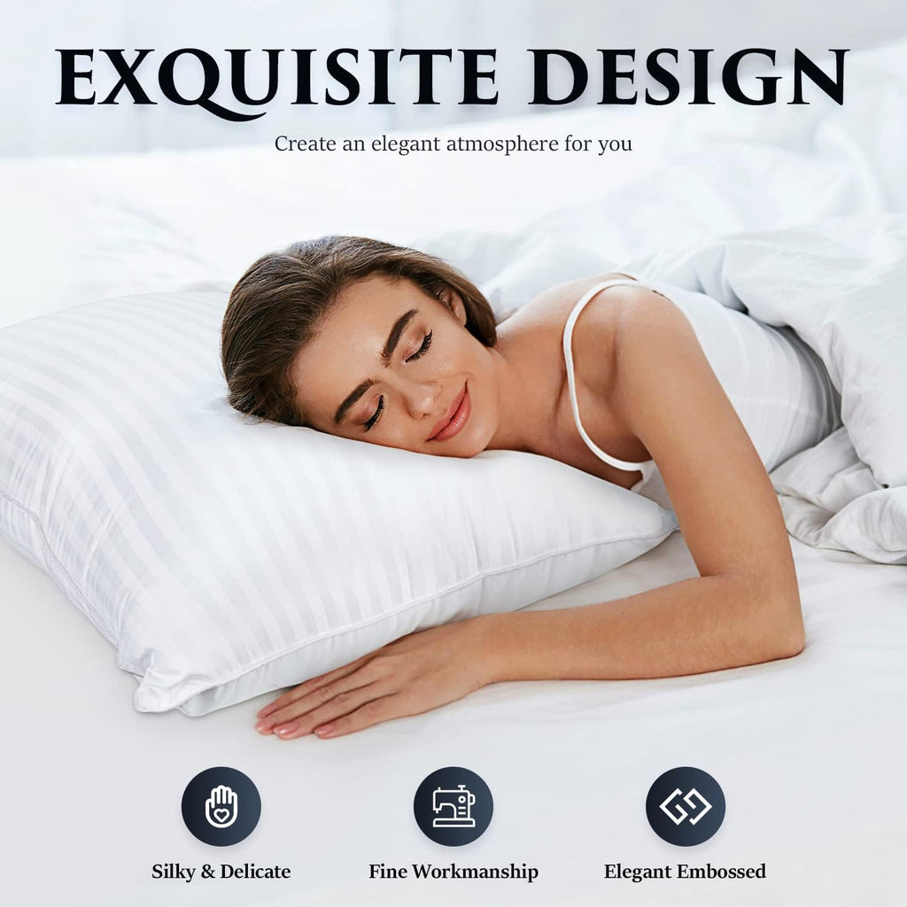 Bed Pillows for Sleeping Queen Size Set of 2 | Hotel Quality Breathable Cooling Down Alternative Microfiber Filled