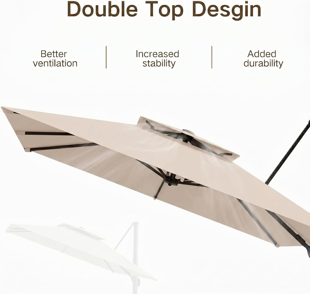 10' X 10' Cantilever Patio Umbrella with Double Top Vent