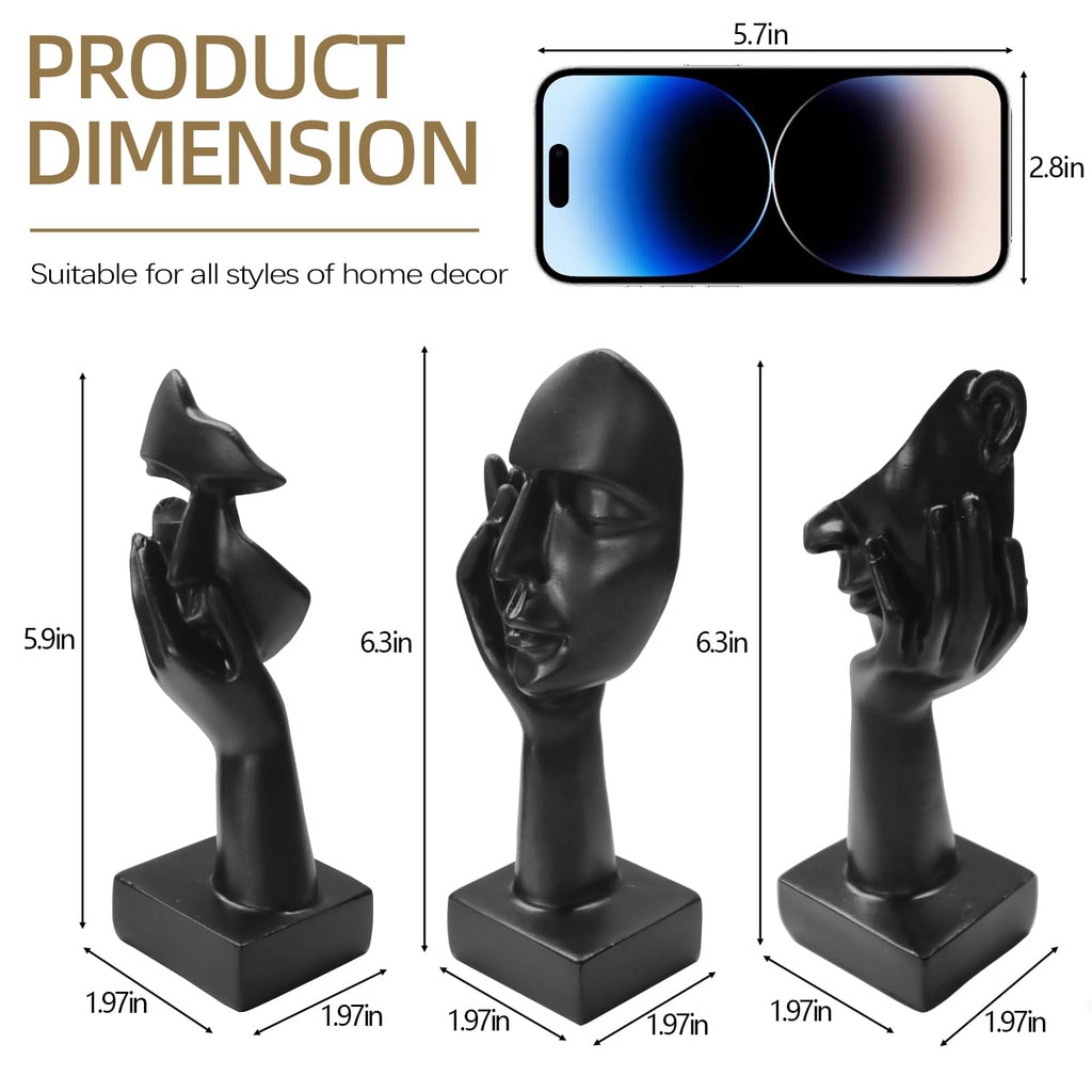 3 Pcs Thinker Statue, No Hear No See No Speak Resin Figurines