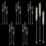 6 Set 3 Arms Acrylic Candelabras with Shades, 42" Floor Candelabra Centerpieces,Clear Candle Holder for Table