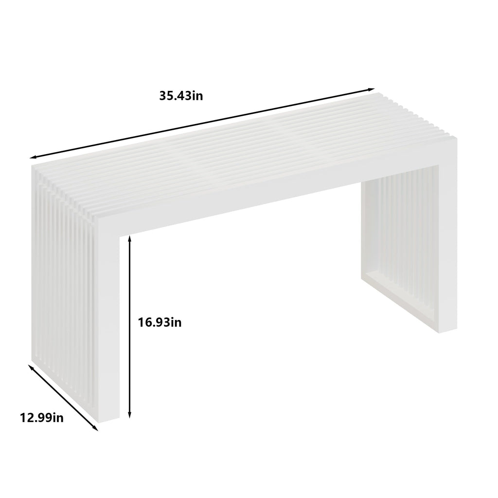 Bamboo Dining Bench 35" Indoor Wooden Shoe Benches White