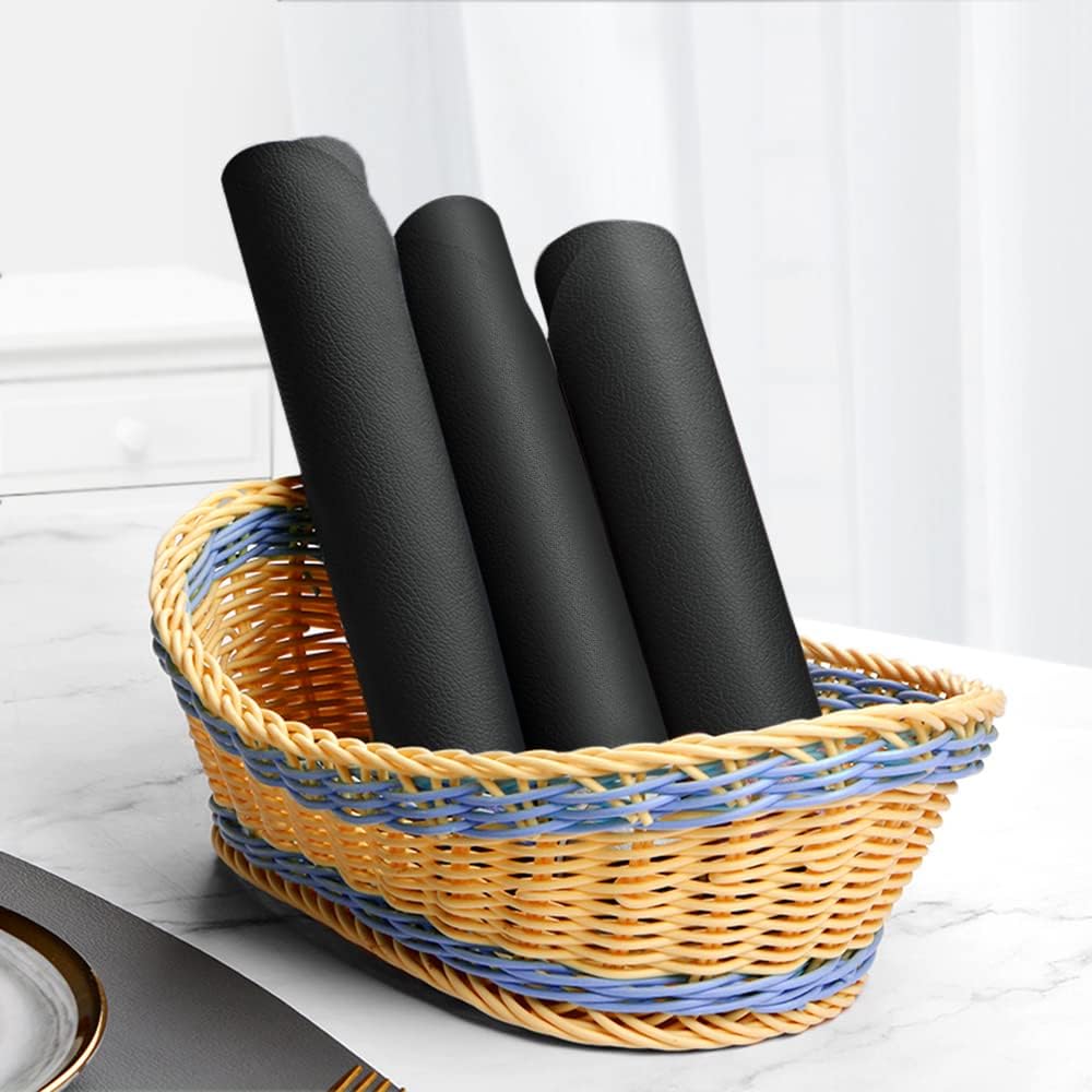Faux Leather Placemats Set Easy to Clean (Black) - Set of 4